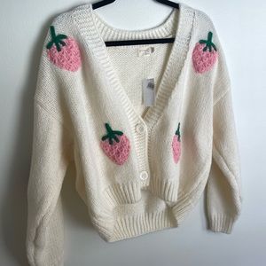 DRY GOODS knit strawberry cardigan